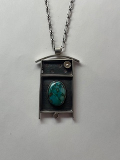 Sue Gordon-silver and turquoise pendent jewelry